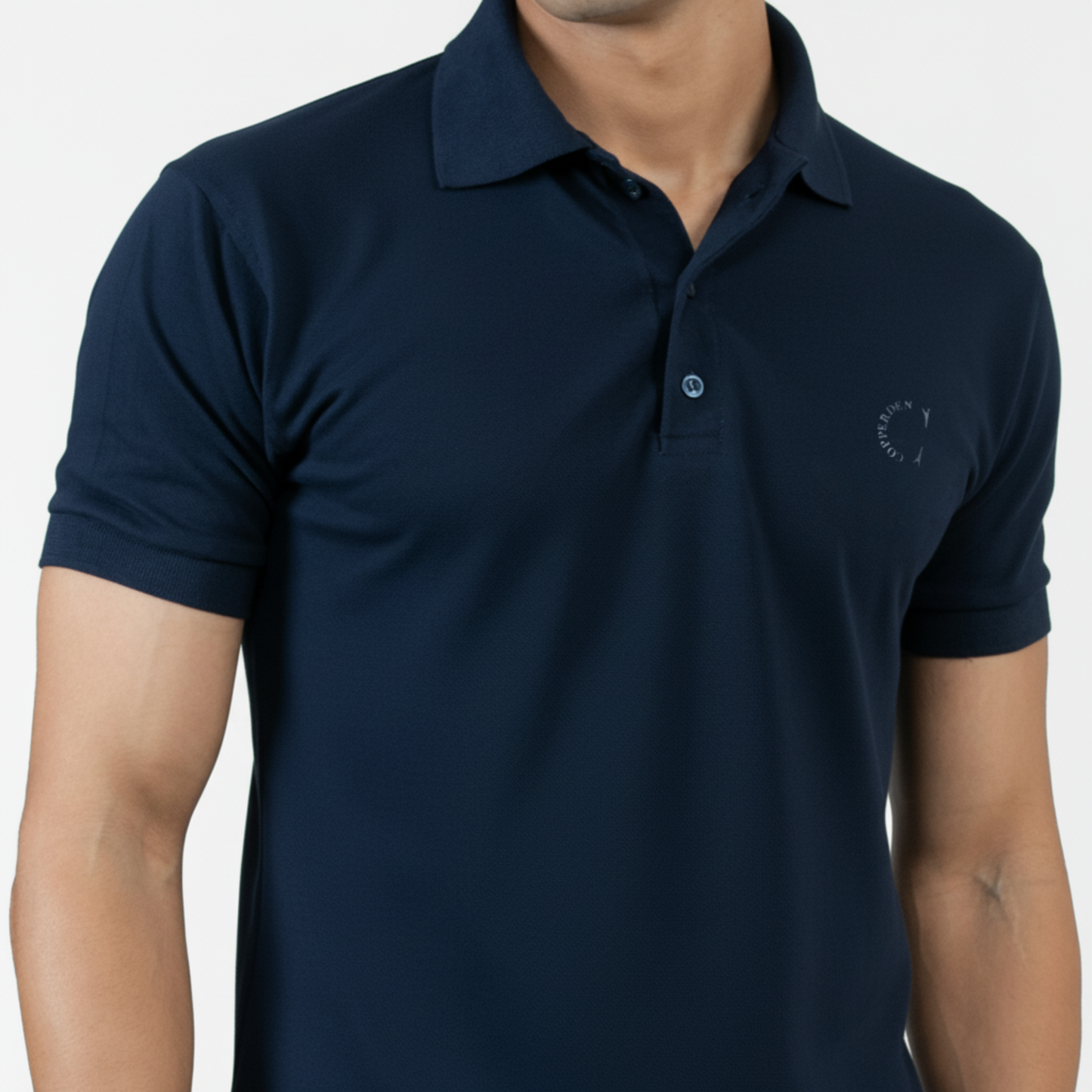 Copperden Regular Fit 100% Double Pique Cotton Polo in Navy– Short Sleeve