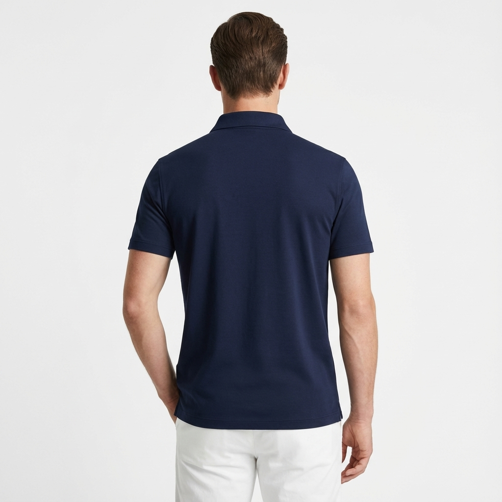 Copperden Regular Fit 100% Double Pique Cotton Polo in Navy– Short Sleeve