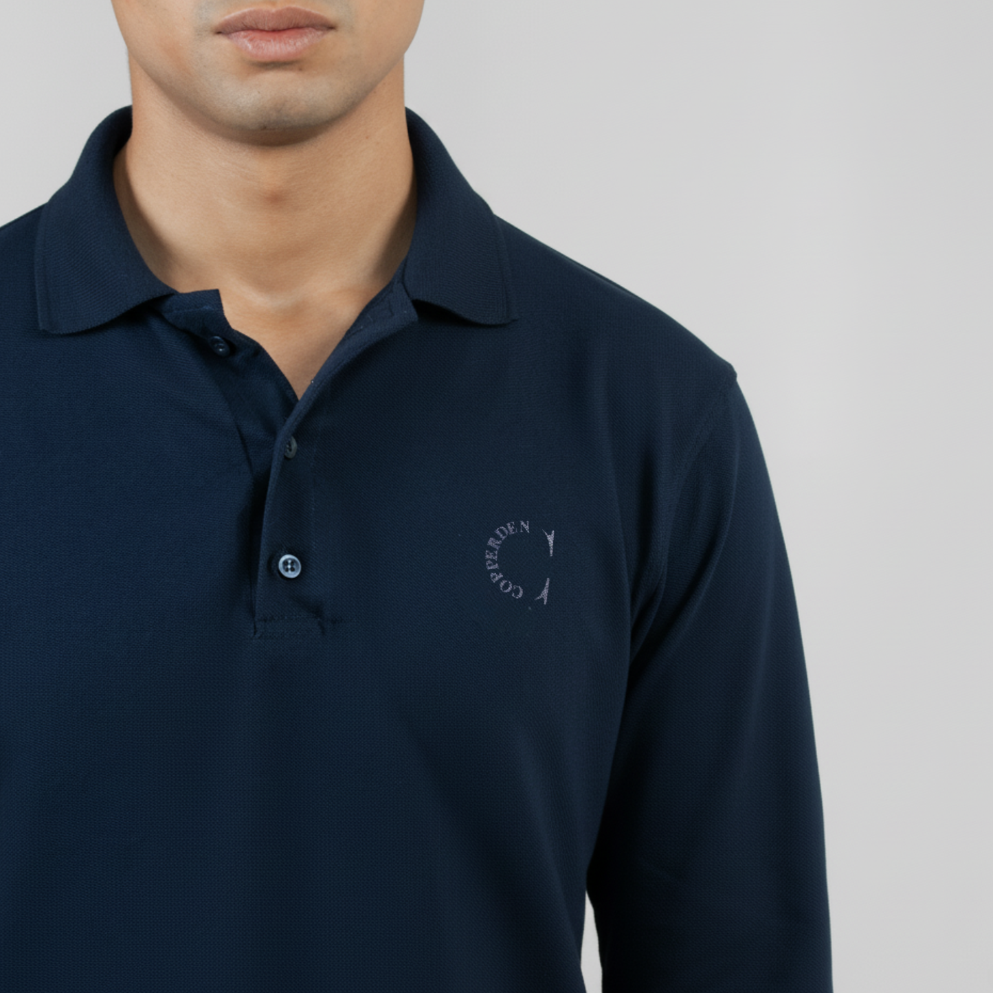 Copperden Regular Fit 100% Double Pique Cotton Polo in Navy – Full Sleeve