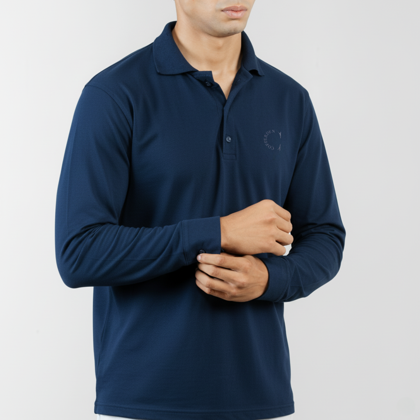 Copperden Regular Fit 100% Double Pique Cotton Polo in Navy – Full Sleeve