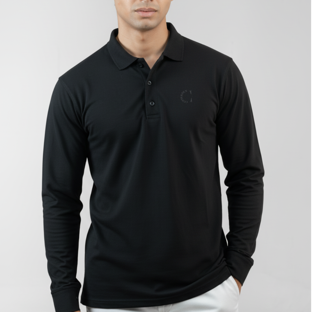 Black Midnight Core Polo – Full Sleeve