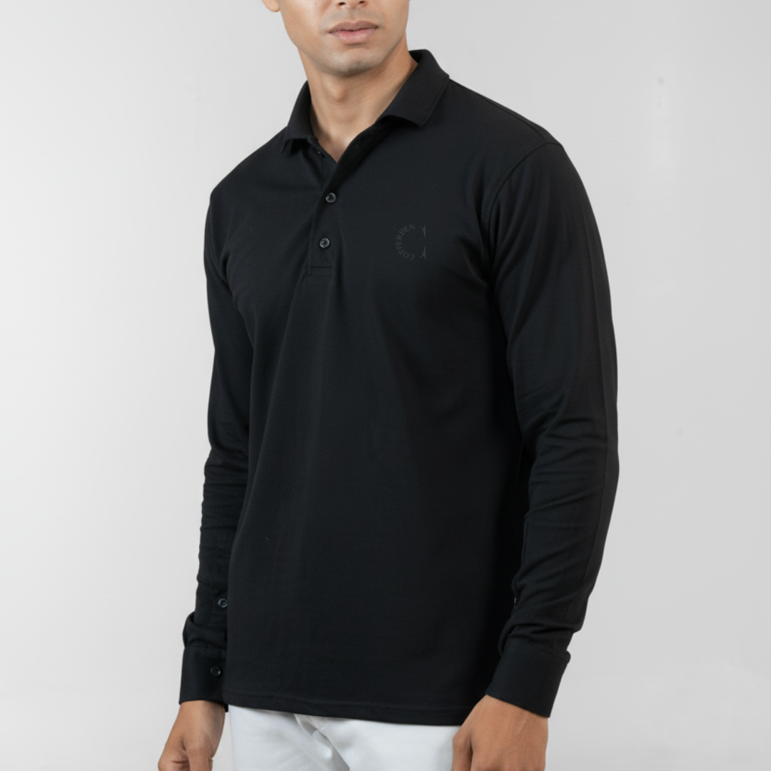 Black Midnight Core Polo – Full Sleeve