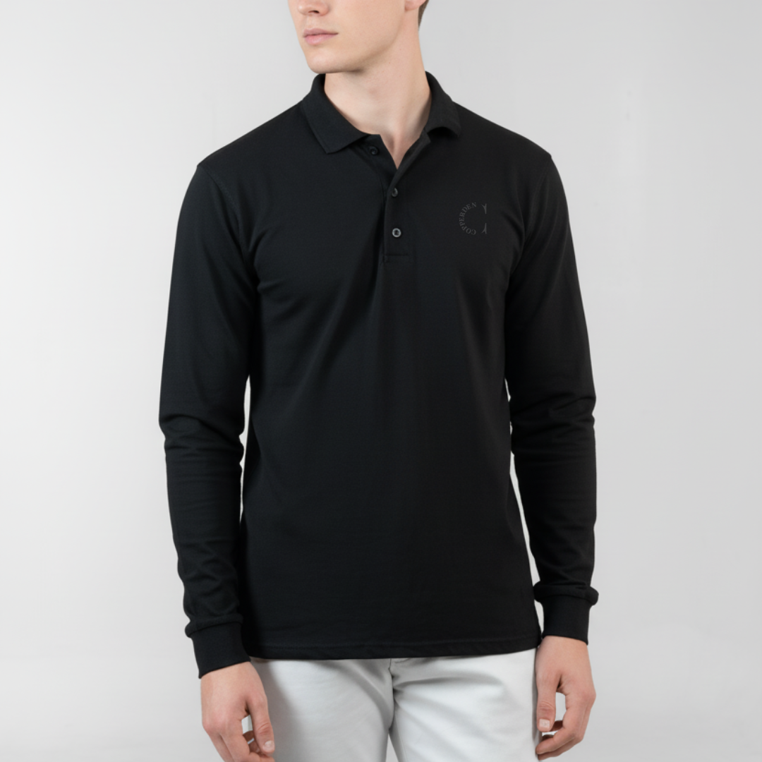 Black Midnight Core Polo – Full Sleeve
