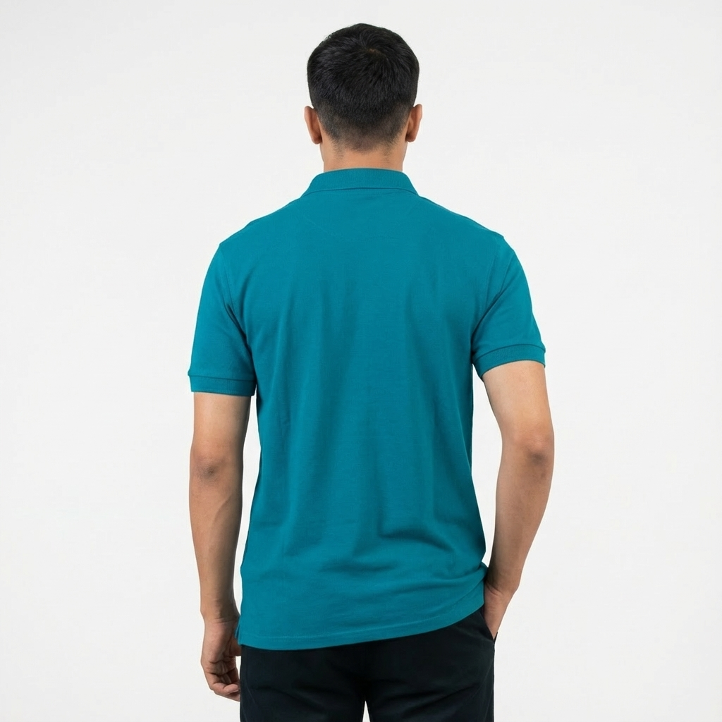 Copperden Regular Fit 100% Double Pique Cotton Polo in Muted Teal – Short Sleeve