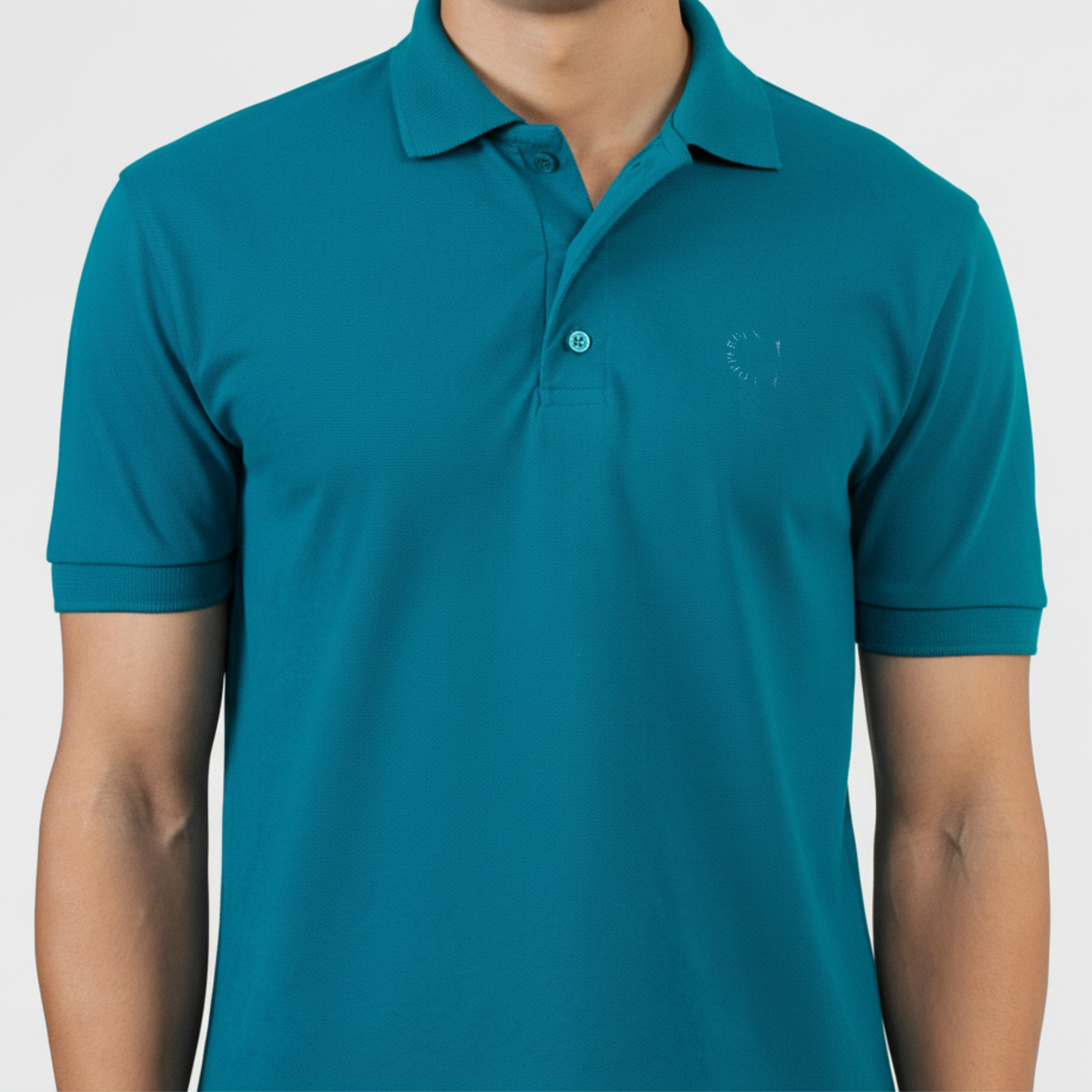 Copperden Regular Fit 100% Double Pique Cotton Polo in Muted Teal – Short Sleeve