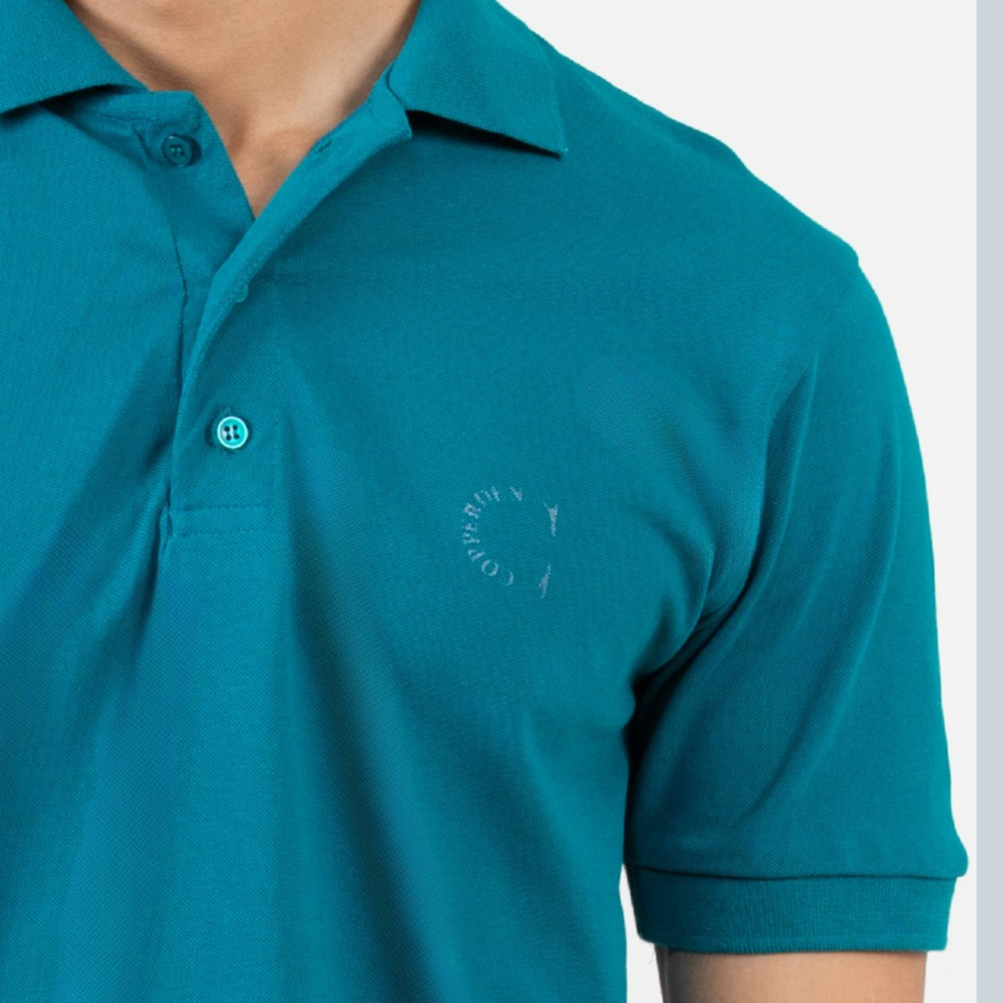 Copperden Regular Fit 100% Double Pique Cotton Polo in Muted Teal – Short Sleeve