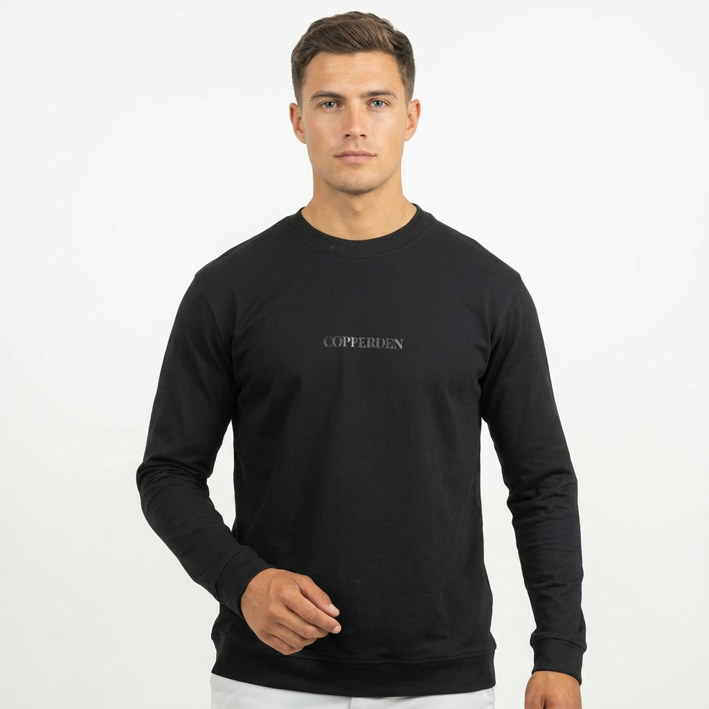 Copperden Black Regular Fit Short‑Sleeve T‑Shirt for Men – French Terry Cotton