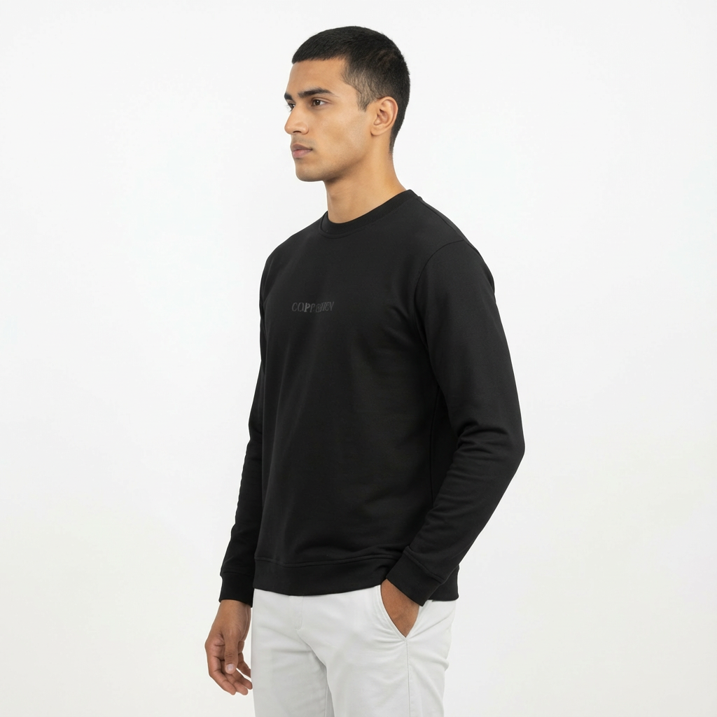 Copperden Black Regular Fit Short‑Sleeve T‑Shirt for Men – French Terry Cotton