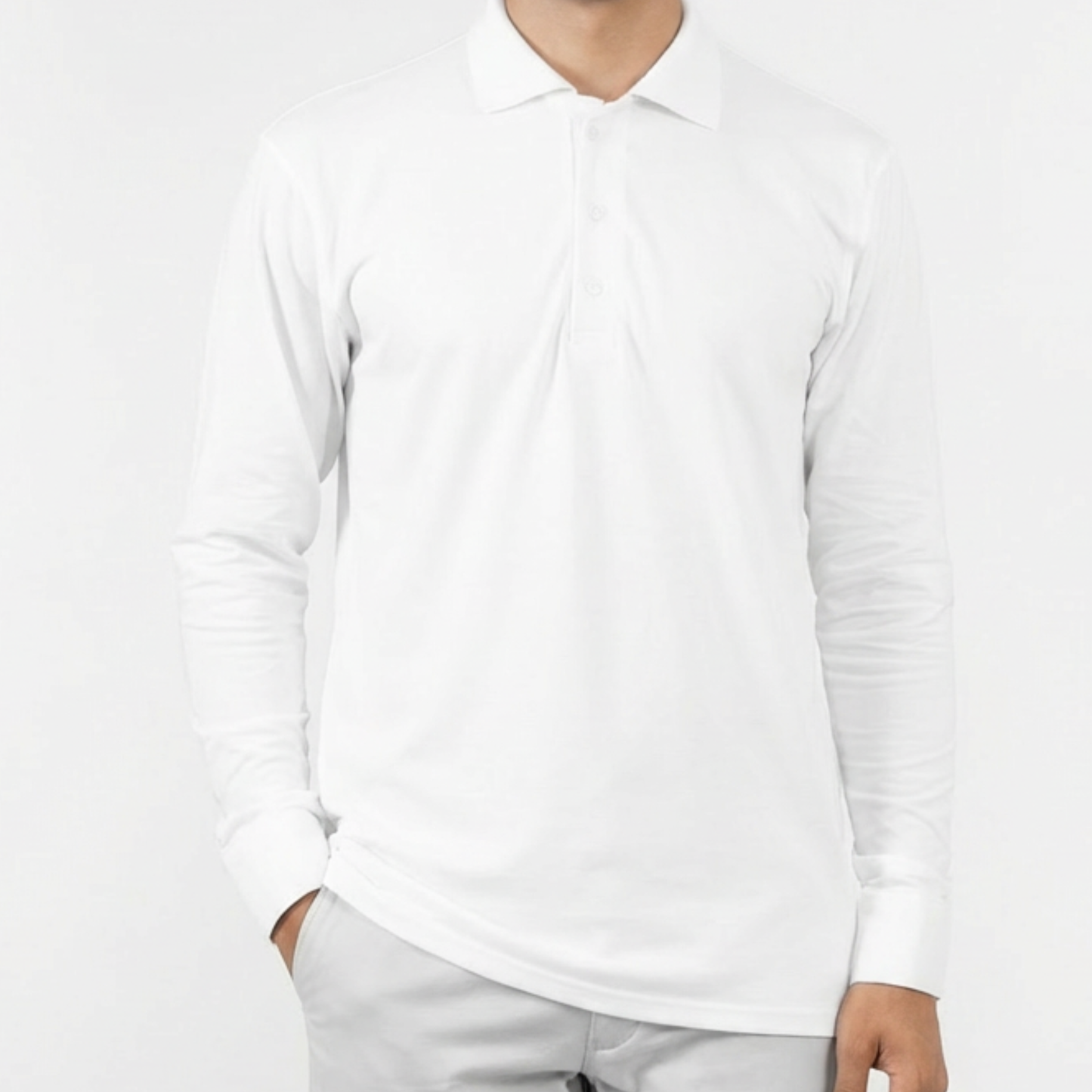 Copperden Regular Fit 100% Double Pique Cotton Polo in Classic White – Full Sleeve