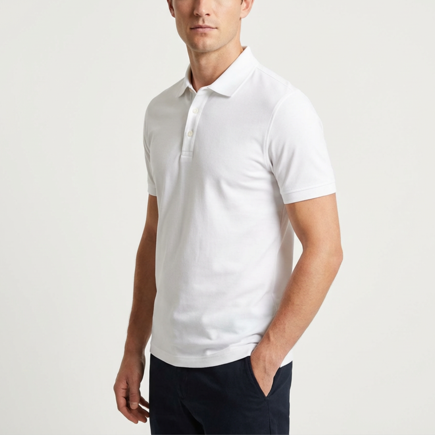 Copperden Regular Fit 100% Double Pique Cotton Polo in Classic White – Short Sleeve