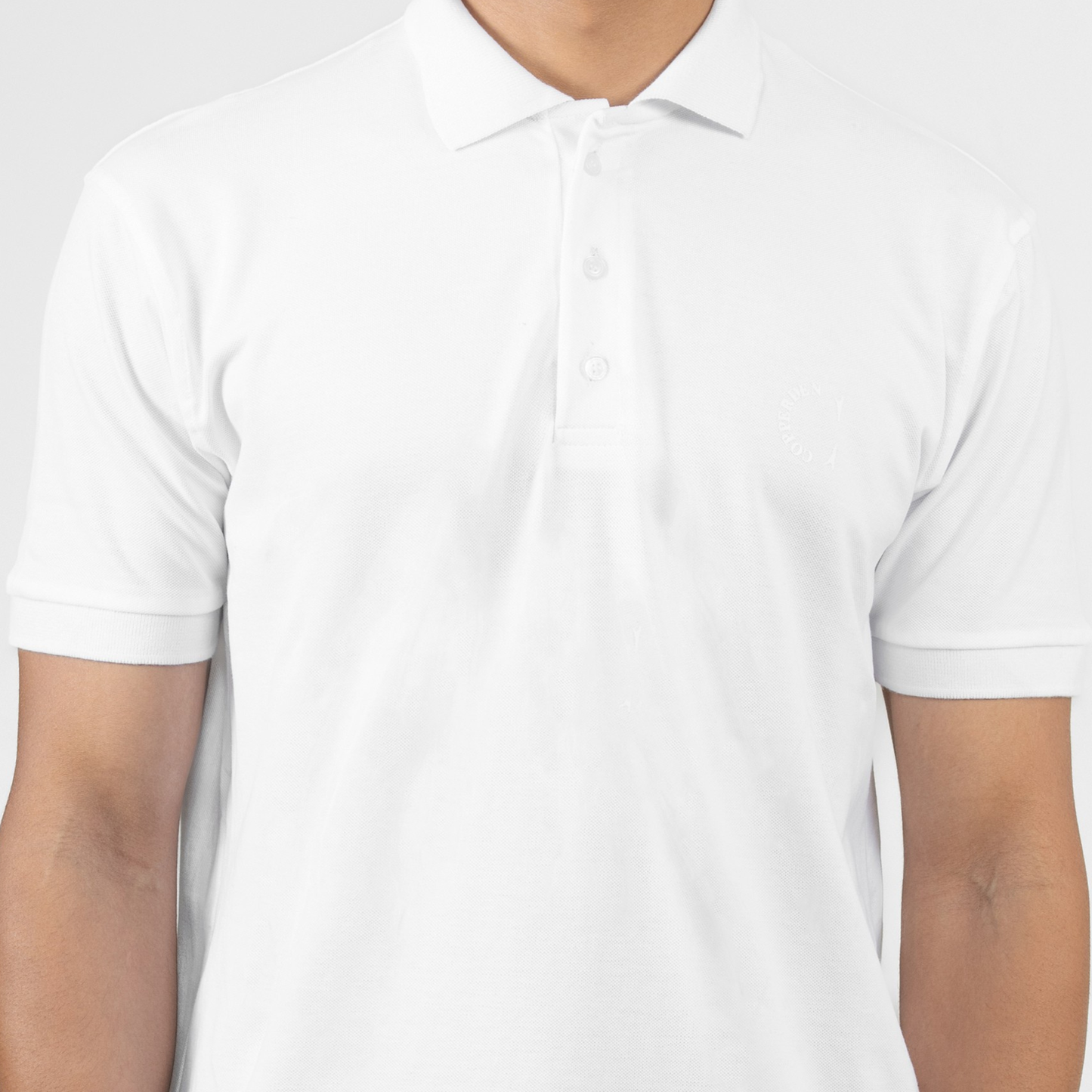Copperden Regular Fit 100% Double Pique Cotton Polo in Classic White – Short Sleeve
