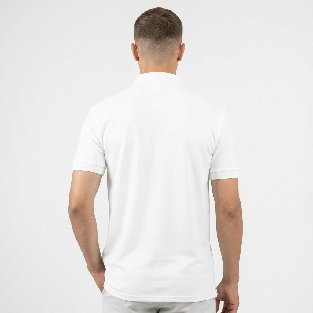 Copperden Regular Fit 100% Double Pique Cotton Polo in Classic White – Short Sleeve