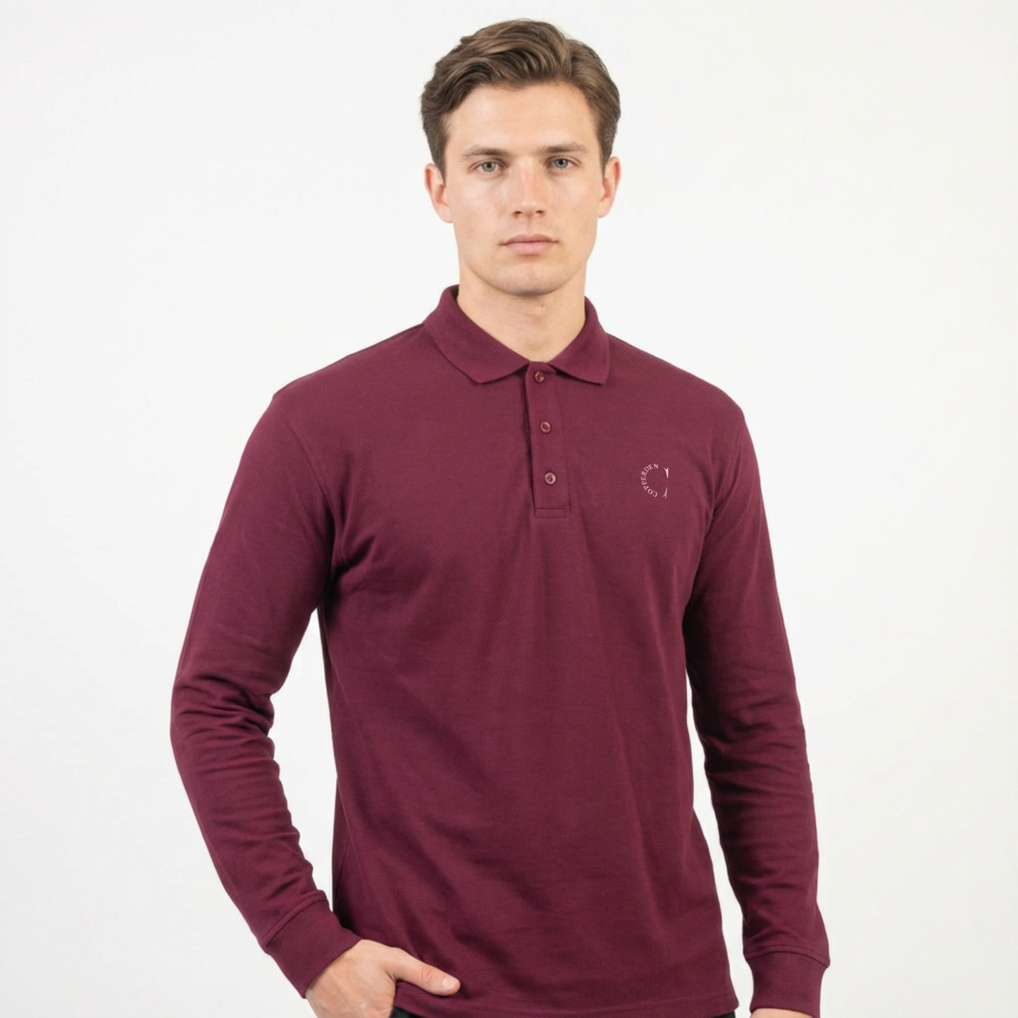 Copperden Regular Fit 100% Double Pique Cotton Polo in Velvet Wine – Full Sleeve